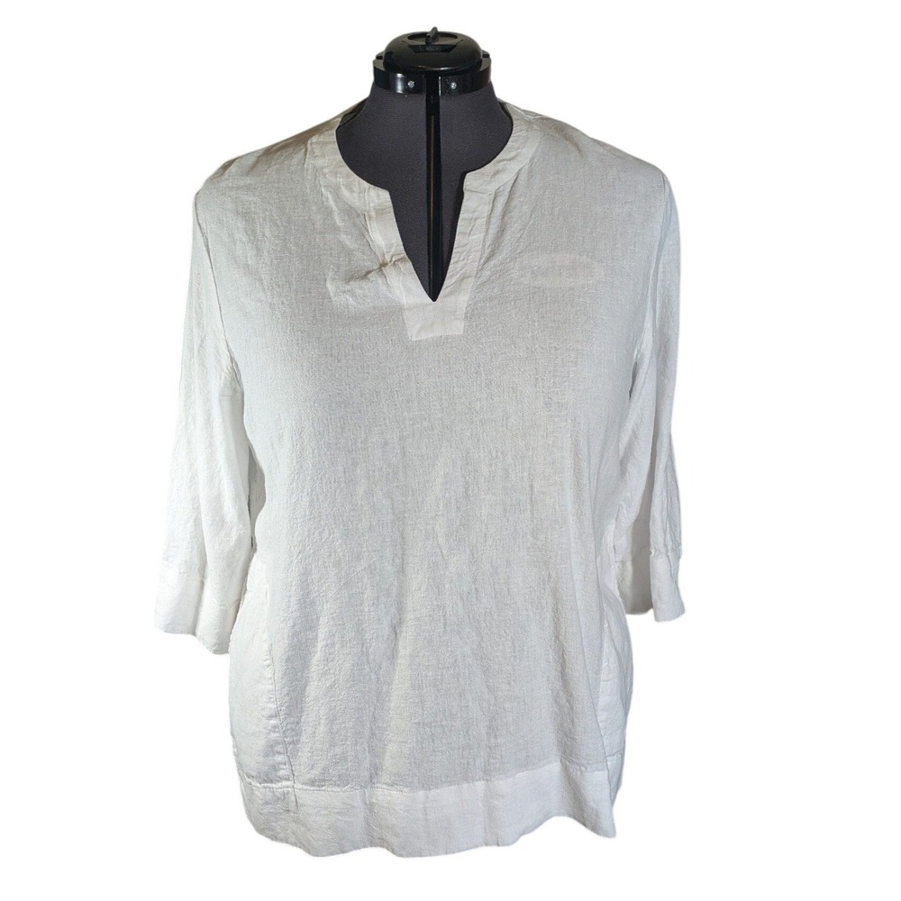 Lagenlook Linen Tunic XXL Land's End Beachy Blouse Resort wear